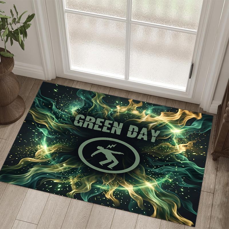 Green Day Design Kristall Samt Teppich Gemütlich Nicht?Rutschfester Teppich mit Aufdruck für Schlafzimmer Wohnzimmer Eingang