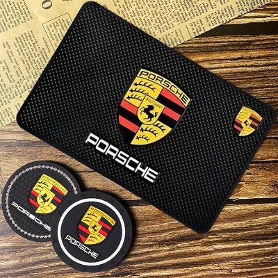 Car Waterproof Anti Slip Mat Coaster Silicone Water Cup Mat For Panamera Taycan 911 718 Macan Cayenne Boxster Cayman 918