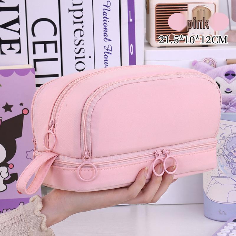 Large Capacity Four-Layer Pencil Case for Students - Solid Color, Simple Design, Multifunctional for Boys and Girls