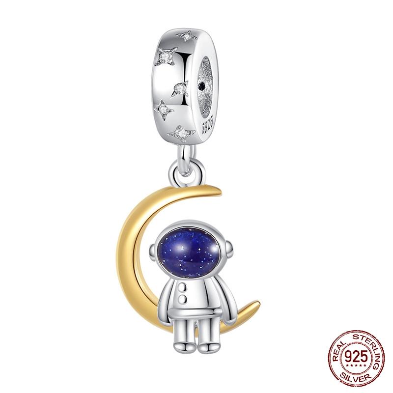 Copper Metal Trendy Fashion Glowing Spaceship Astronaut Bunny Planet Charm Bead Components Bead Components Compatible With Brand Authentic Original