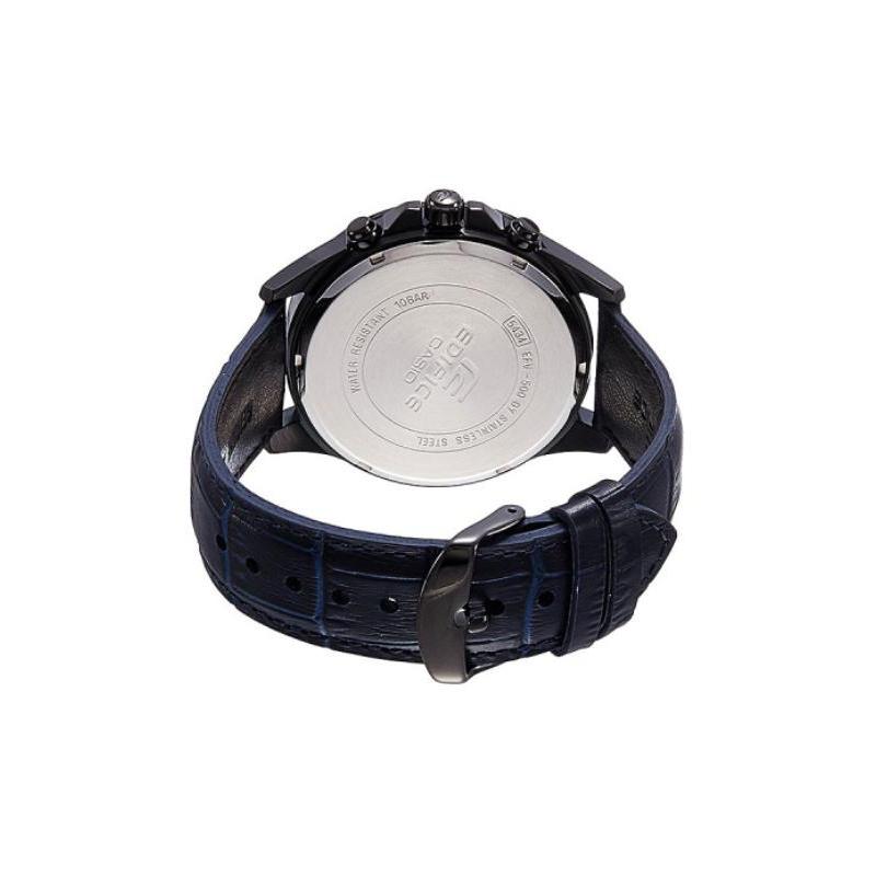 Casio EDIFICE Series, Classic Three-hand Three-eye Design, Roman Numerals Embellishment, Quartz Movement, Leather Strap, Japanese and EFV-500BL-1B