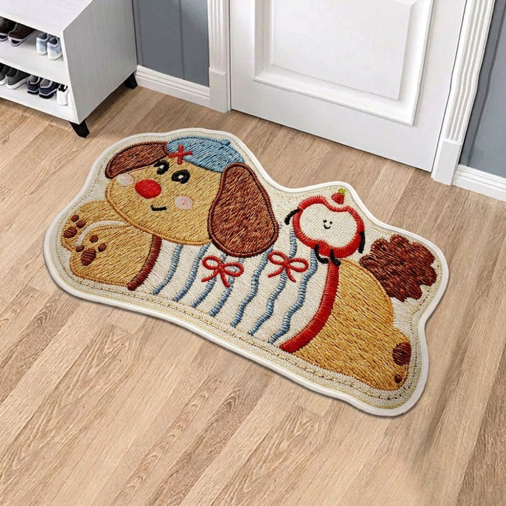 Cute Polka Dot Dog Puppy Doormat Multiple Sizes Non-slip Bathroom Carpet Water-absorbing Antifouling Bedroom Door Rug Home Decor