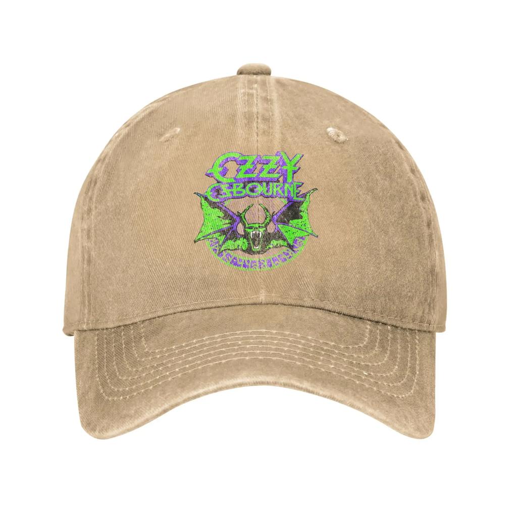 Cappellino da Baseball Ozzy Osbourne Cerchio di Pipistrelli Neon V2 Denim Usurato Cantante Musicale Snapback Unisex Donna Esterno Non Strutturato Cappello Morbido