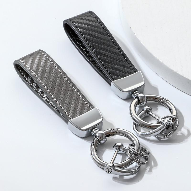 Breloc auto din fibră de carbon lucrat manual - Pandantiv din piele anti-pierdere pentru bărbați și femei
