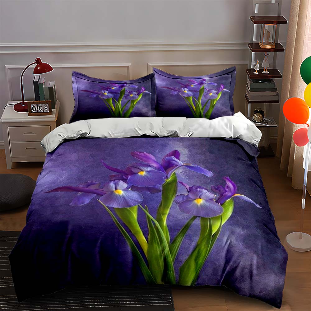 

Purple floral design Bedding Duvet cover sets Duvet covers Pillowcases gifts (1 * Duvet Cover 2 * Pillowcases, without duvet insert) 135x200cm