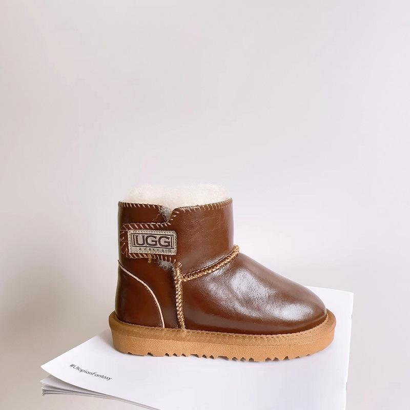 Children's Genuine Leather Snow Boots Sheepskin Fur Integrated Short Boots Waterproof Non-slip Cotton Shoes
