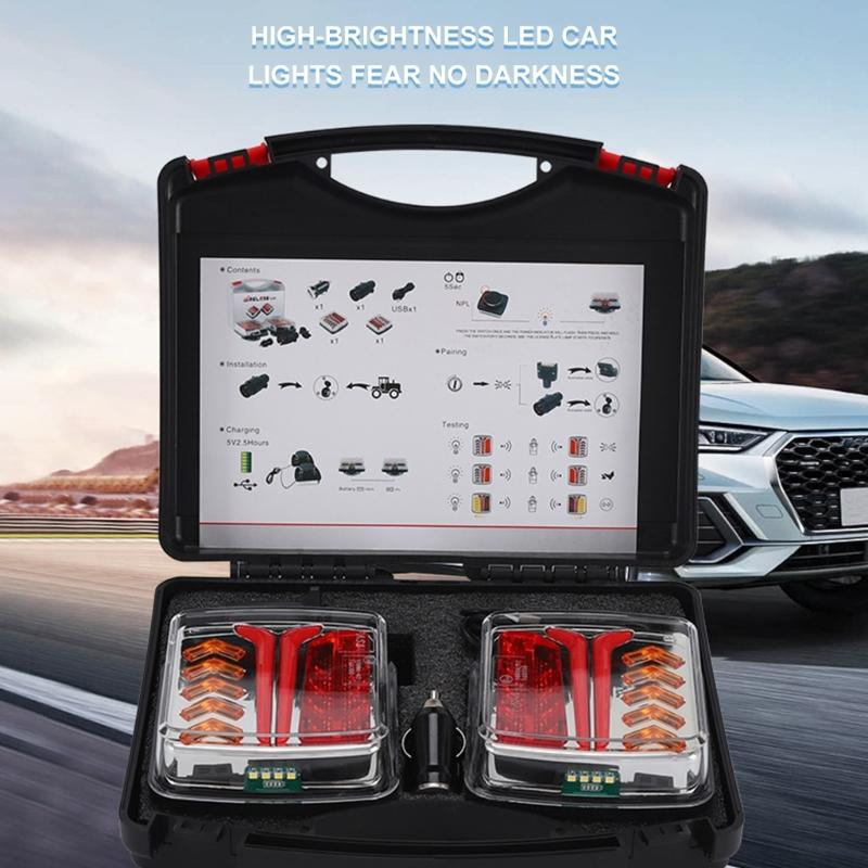 Rechargeable Magnetic LED Trailer Lights Waterproof Tow Lights With Anti Loss Rope Suitable For Trucks Trailers 12V 24V