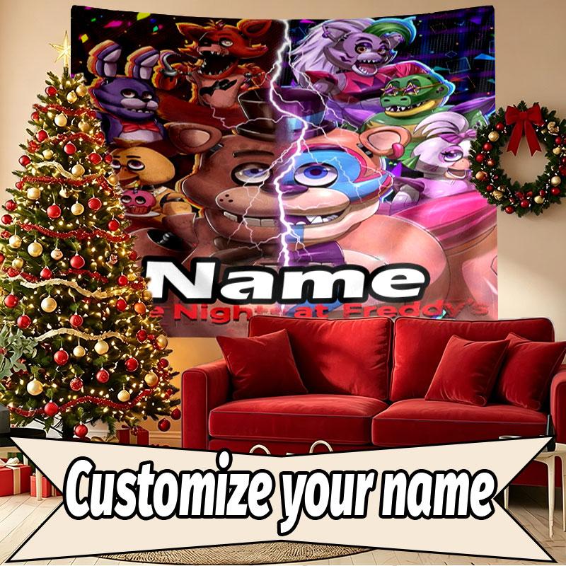 Custom Name Personalized Five Nights at Freddy's Print Tapestry, Wall Art Decor, Bedroom, Dorm, Apartment, LivingRoom, Party Backdrop, Gift for Birthd