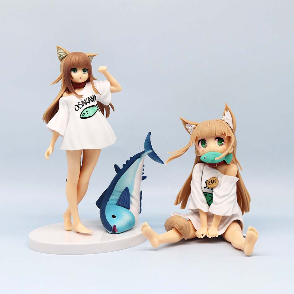 Kawaii Cat Ear Girl Kinako Anime Figure Action Figure Cartoon Girl Model Statue Collection Desktop Decoration Ornament Toys Gift