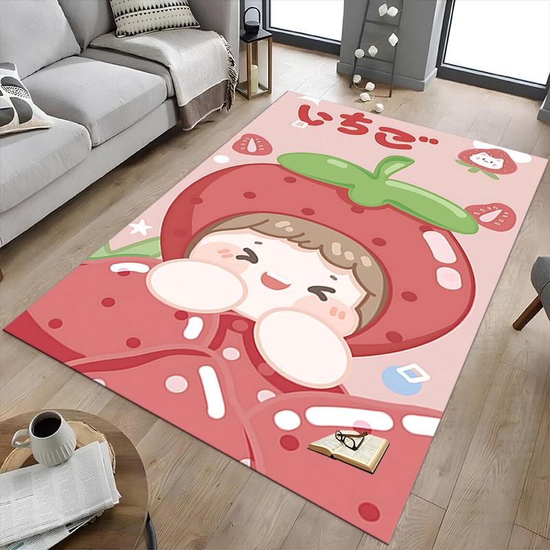 1PC Strawberry Cat Carpet Ultra Soft, Thick & Absorbent, Non Slip Machine Washable Mat for Entryway