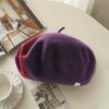 New Niche Color Matching Wool Beret Women's Retro Versatile Fashion High-end Three-dimensional Beret Men