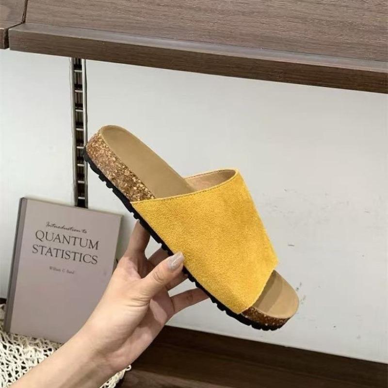 

Fashion Summer Cork Clogs Slippers for Women Plus Size Open Toe Flat Heels Sandals Woman Comfort Non Slip Clogs Sandles Female 35 жёлтый