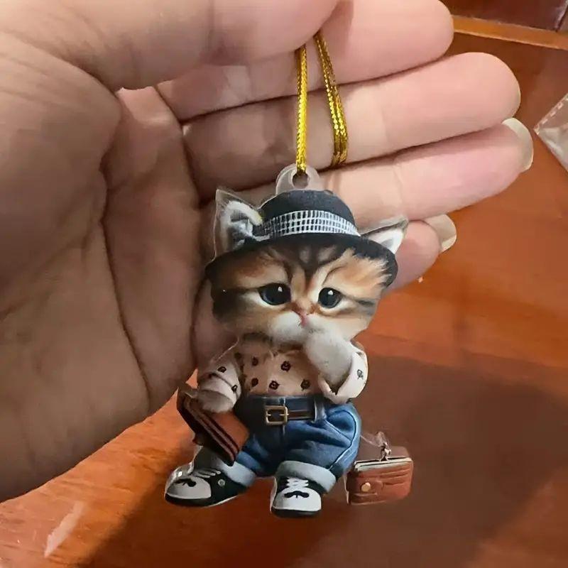 Acrylic Whimsical Cat Car Decoration Charming Bag Accessory Adorable Accent Home