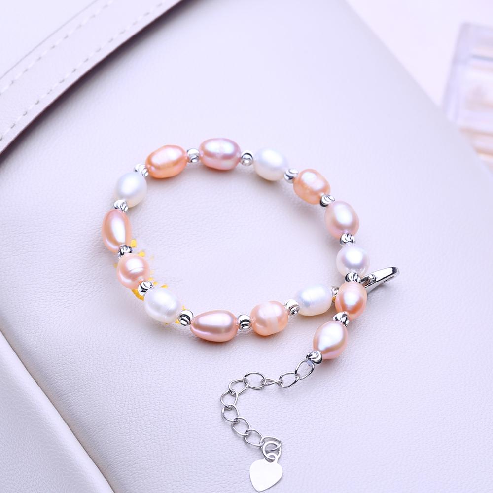 Bracciale di Perle d'Acqua Dolce Naturali LSOOYH Per Donne Eleganti Regali per San Valentino e per il Giorno del Compleanno, Accessorio Moda per Tutte le Stagioni