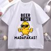 Beer Time Madafakas Tshirts Fun Chick Mascot Holding Two Beers TShirts Party Decor Tshirt Unisex Women Summer Drink Tees Clothes