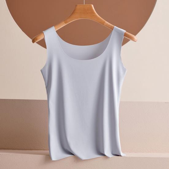 Dámské tílko z ledového hedvábí s kulatým výstřihem, bez rukávů, camisole top, základní letní top, ležérní cvičební trička
