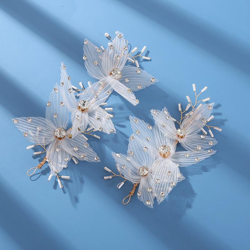 Podoabă de cap de mireasă coreeană ac de păr zână din cristal lucrat manual nuntă accesorii de păr de lux iarnă pană pereche clip lateral