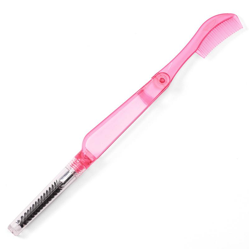 1PCS 2 In 1 Foldable Eyelash Comb and Eyebrow Brush Double Head Folding Eyelash Comb False Eyelashes Spiral Brush Eyebrow Comb