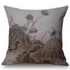 Chinese Retro Painting Style Classical Girl Lotus Cushion Covers Office Car Sofa Chair Home Decoration Cushion Cover Pillow Case