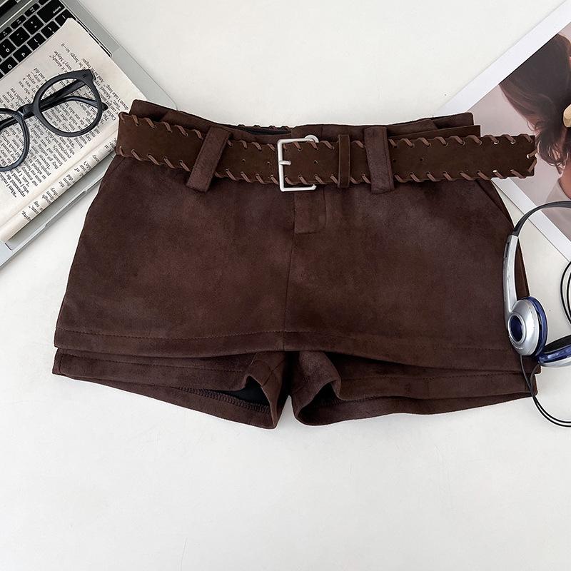 High-Waist Suede A-Line Skort for Women - Slimming, Versatile, Sexy, Autumn/Winter Style