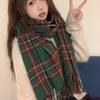 New Soft Imitation Cashmere Tassel Plaid Scarf Winter Female Couple Shawl Red Cold Proof Versatile Thickened Scarf