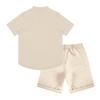 Men's Summer Solid Color Loose Short Sleeve Button Collar Top Shorts Set
