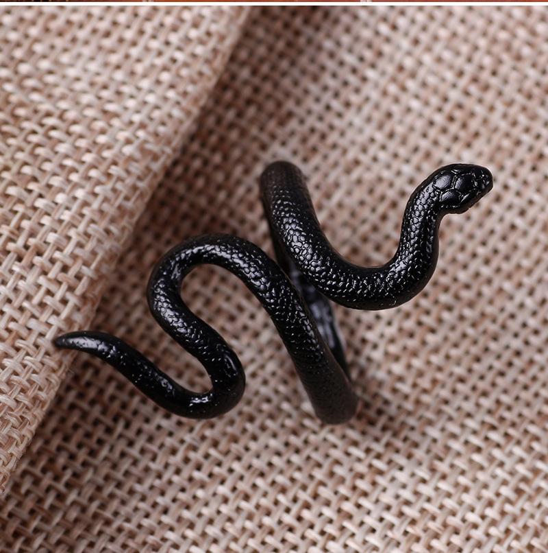 Python Ring Jewelry Exaggerated Snake-shaped Ring Opening Adjustable Punk Style Ring Hand Jewelry