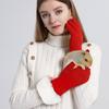 Santa Claus Gloves Christmas Red Gloves with White Fuzzy Cuffs Winter Warm Full Finger Gloves for Xmas Party Costume Accessories