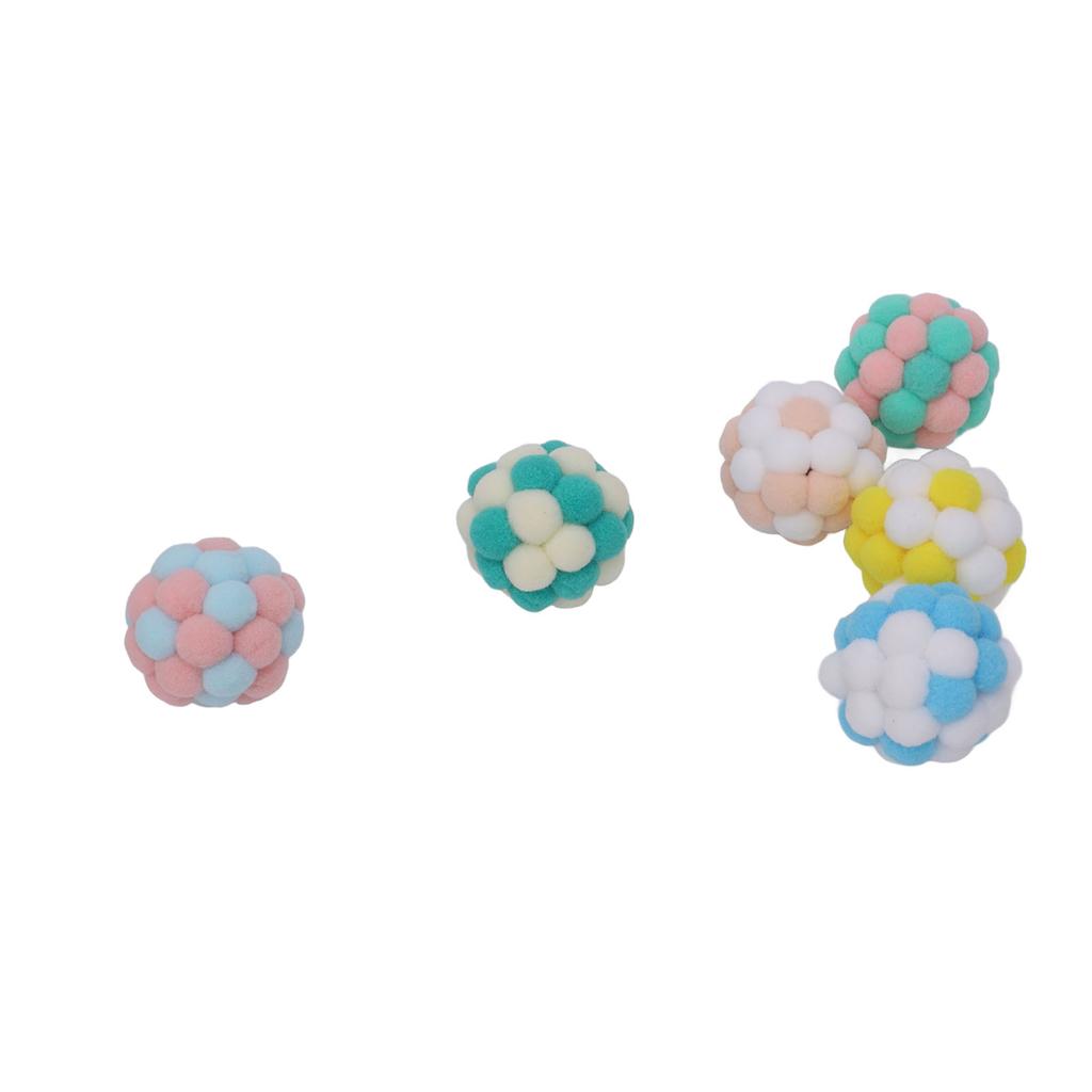 6 Stück Plüsch Katze Spielzeug Ball mit Glocke innen Weich Sicher Interaktiv Katze Kauspielzeug Ball für Kätzchen Kitty