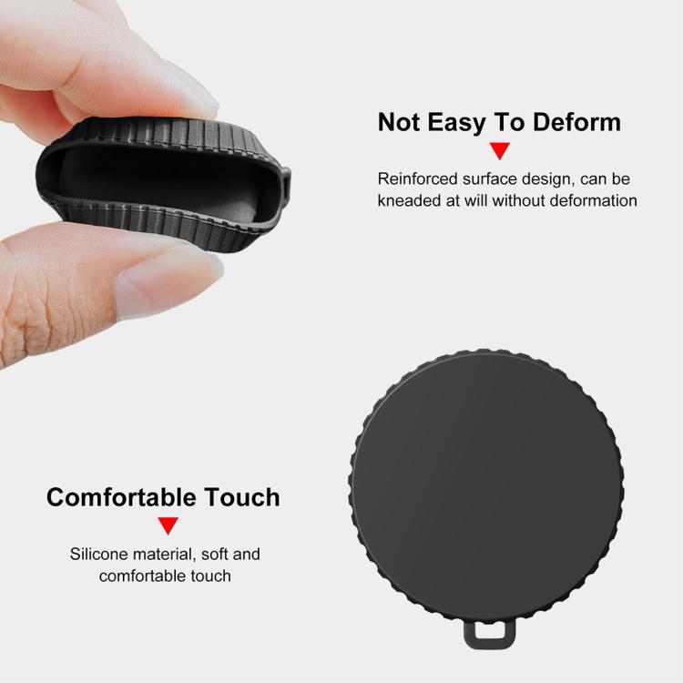 For DJI Osmo Action 6 PULUZ Silicone Lens Cap with Strap (Black)