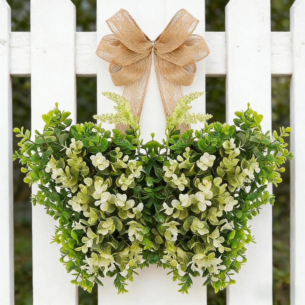 Christmas Ball Flocked Needle Wreath Ornament Creative Bow Red Berry Vine Wreath