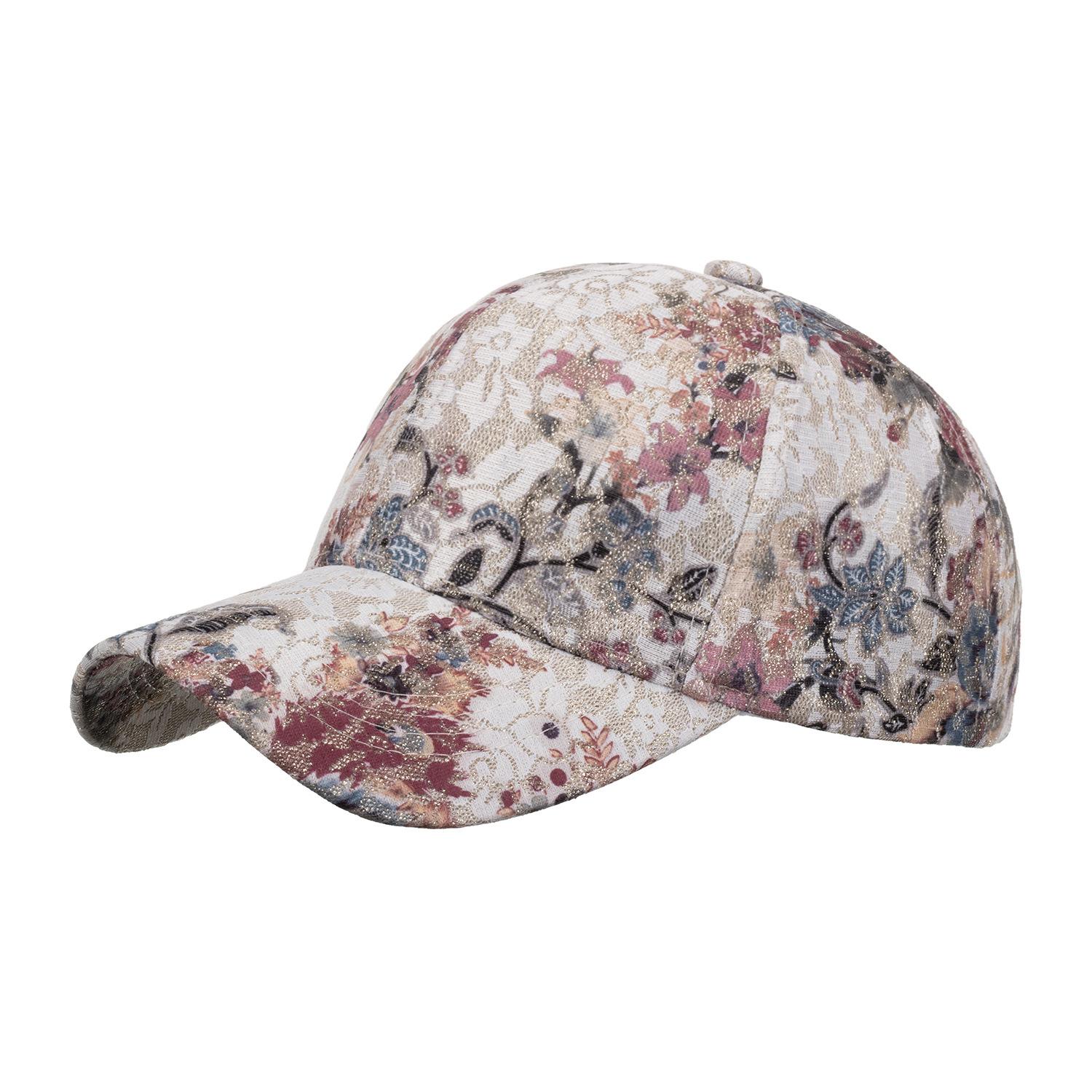 

Бейсболка с вышитым золотыми нитями цветочным кружевом и летним козырьком Adjustable