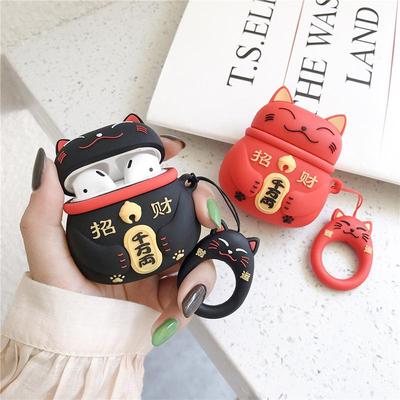 Härligt fodral för Airpods Pro i japansk stil Lucky Cat Silikonhörlursfodral för Apple Airpods 1 2 Söt silikonskyddsfodral