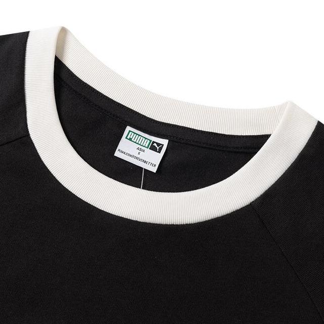 Puma Color Block Breathable Short Sleeve Regular T-Shirt Women Tops Black 629234-01