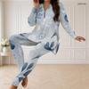 Women Plus Size Printed Half Zip Long Sleeve Longline Top And Fitted Pants Two Piece Set