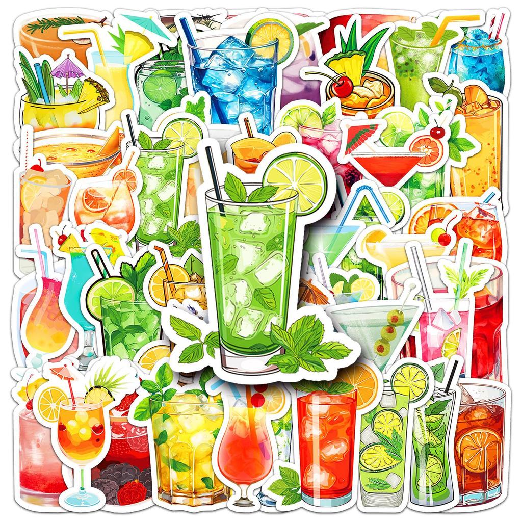 50 Cocktail Creative Stickers Personalized, Fresh, Guka Wine Decorative Mobile Phone Case Computer Stickers