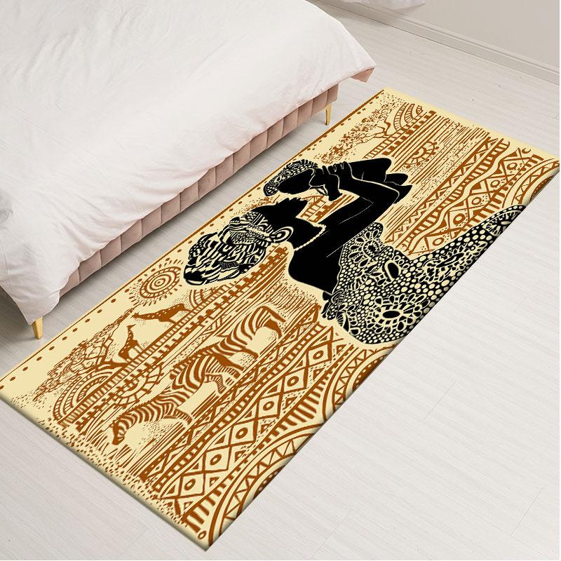 Ethnic Style Carpets for Living Room Bedroom Traditional African Woman Pattern Area Rugs Polyester Home Decoration Kitchen Mat