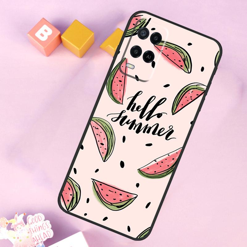 Cute Summer Fruit Watermelon Case For Oppo A98 A78 A18 A38 A58 A74 A94 A54 A15 A17 A57 A6 A5 Pro A16 A76 A96 A40 A60 A80