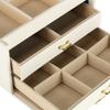 Beige Jewelry Box with Mirror for Girls Gift