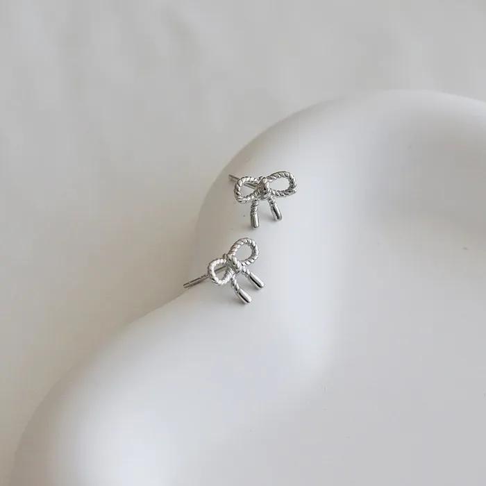 _FF36 925 Silver Mini Ribbon Earrings