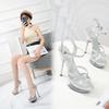 Fashion Super high heel 12.5CM summer diamond female waterproof platform hollow fish mouth shoes sexy fairy thin heel sandals