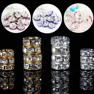 50 Stuks/Lot Roestvrij Staal Kristal Spacer Kralen Sieraden Maken Ketting Accessoires Met Strass