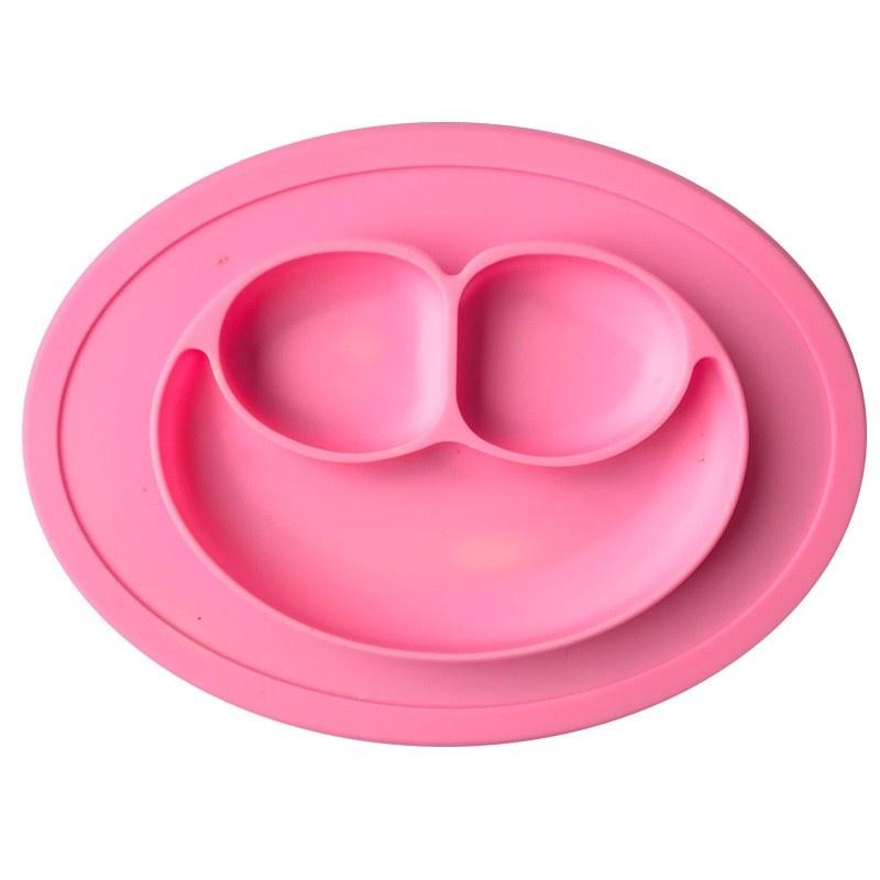 1Pcs Smiley Kids Feeding Plate Silicone Sucker Bowl Baby Infant Safe Dining Plate Cartoon Smile Face Children Dishes Tableware