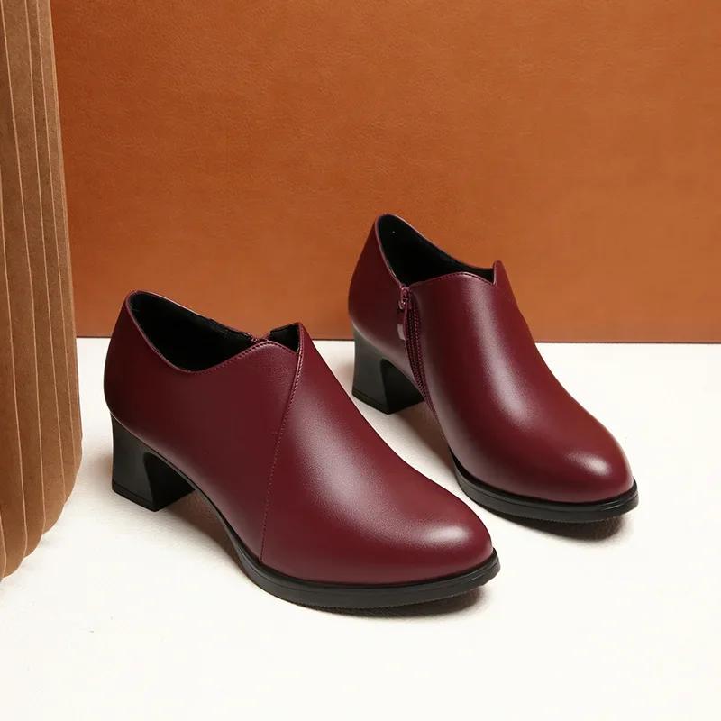 Spring and Autumn 2026 New Soft Leather and Soft Bottom Deep Mouth Women's Single Shoes Comfortable Women's Shoes