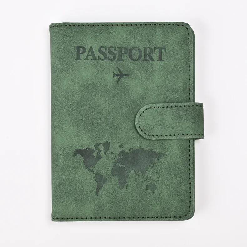 Unisex RFID Travel Wallet Map Print Passport Holder Flight Ticket Clip ID Card Holder Passport Cover Passport Travel Organizer