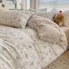 Floral Print French Style Bedding Set Bubble Cotton Duvet Cover Set Washed Cotton Flat Sheet Set Queen For Girl Decor Home
