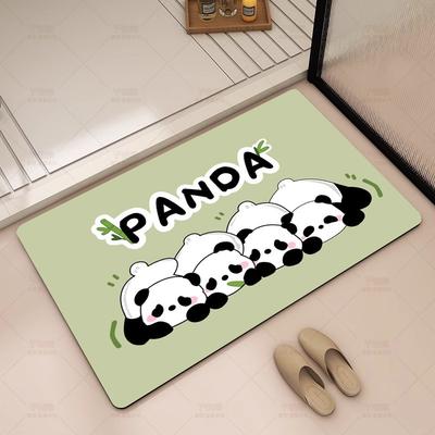Panda Cartoon Diatom Mud Absorbent Mat Bathroom Floor Mat Toilet Door Mat Non-Slip Foot Mat Entry Door Mat
