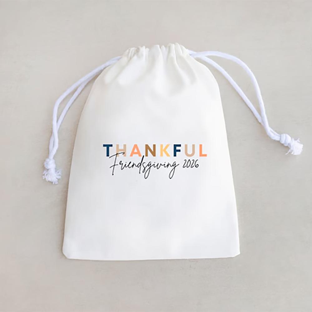 

Friendsgiving Favor Bag Thanksgiving Drawstring Gift Bags Happy Friendsgiving Party Decor Holiday Hangover Kit Candy Treat Pouch 5pcs 13X18cm