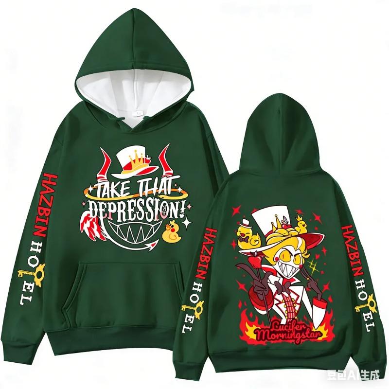 Popular Anime Pattern Hoodie For Men Women Hazbin Hotel Hooded Sweatshirt Trend Street Unisex Clothes Fashion Clothing