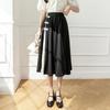 TAHALI Skirt with Chinese Pleated Black Skirt for and Fall Long, High-Waisted, A-Line Buttons, Chinese-Style Spring, Summer, (Size M, Black)